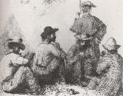 Conrad Wise Chapman Camp Scenes,Five Soldiers oil painting